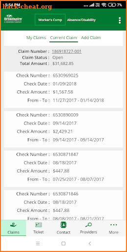 Broadspire’s MyClaim℠ Mobile screenshot