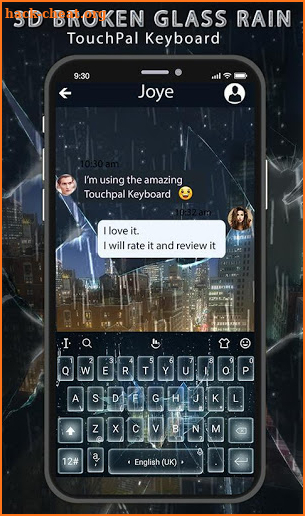 Broken 3D Glass Rain Keyboard Theme screenshot