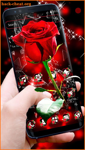 Broken Glass Beautiful Red Rose Theme screenshot