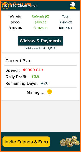 BTC Cloud Miner PRO screenshot