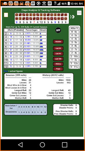 Bubble Craps Tracker screenshot