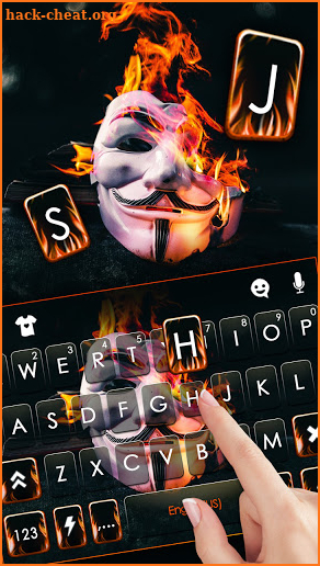 Burning Anonymous Keyboard Background screenshot