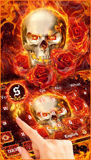 Burning Fire Rose Skull Keyboard Theme screenshot