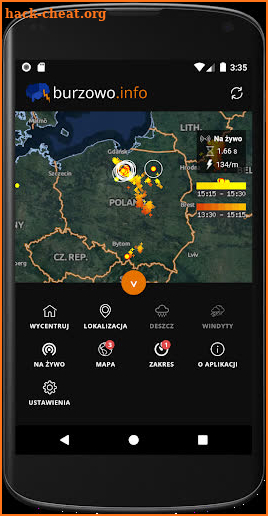 Burzowo.info - Lightning map screenshot