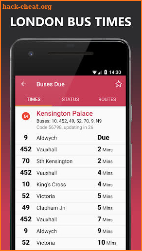 Buses Due: London bus times screenshot