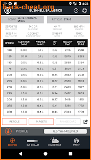 Bushnell Ballistics screenshot