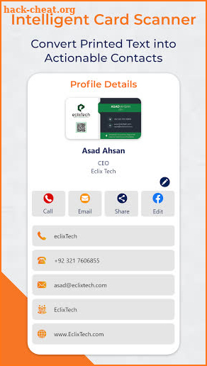 Business Card Scanner & Reader Pro screenshot