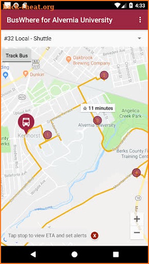 BusWhere for Alvernia University screenshot