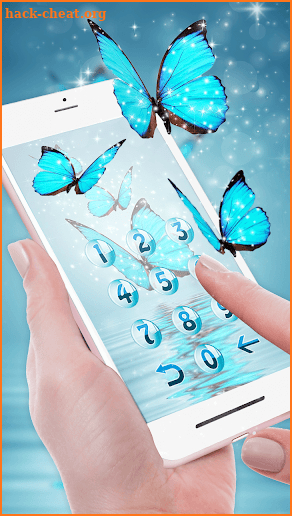 Butterfly Blue Gleam 3D Live Lock Screen Wallpaper screenshot