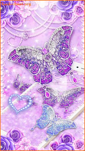 Butterfly Glitter Diamond 3D Lock Screen Wallpaper screenshot