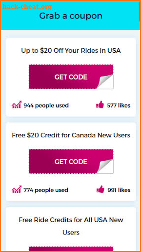 Cab Promo Coupons for Lyft screenshot