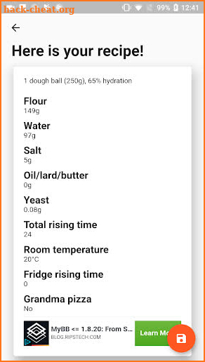 Calcolapizza - pizza dough calculator screenshot