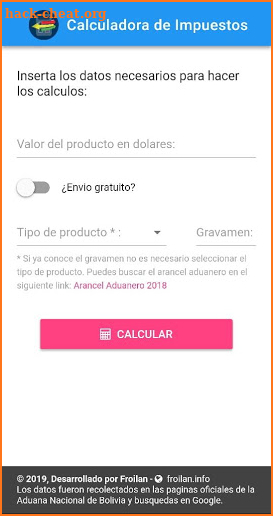 Calculadora de Impuestos Aduana screenshot