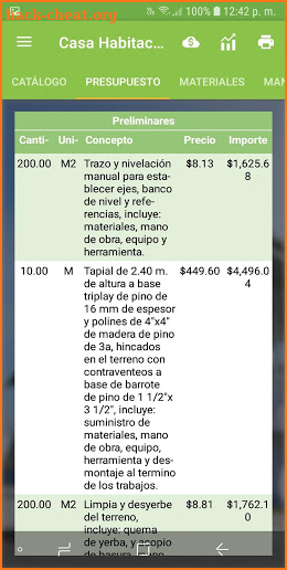 Calculadora Materiales de Construcción screenshot