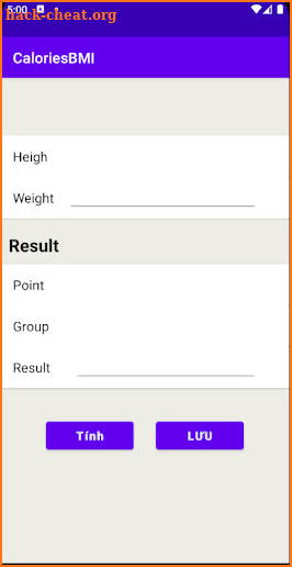 Calculator calories screenshot