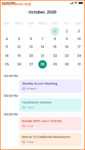 Calendar screenshot