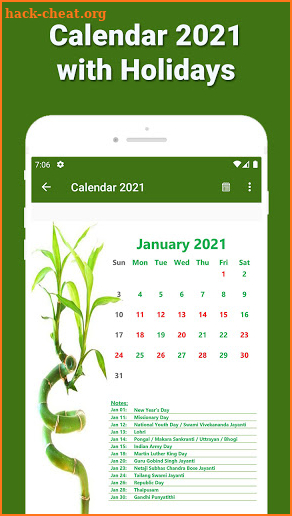 Calendar 2021 with Holidays screenshot