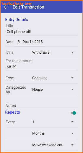 CalendarBudget screenshot