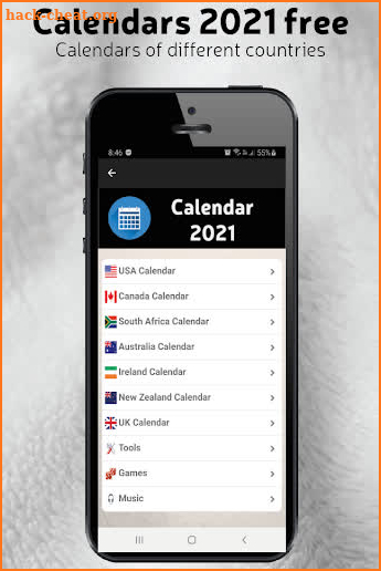 Calendars 2021 free with holidays, world calendars screenshot