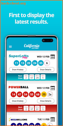 California Lottery Results screenshot