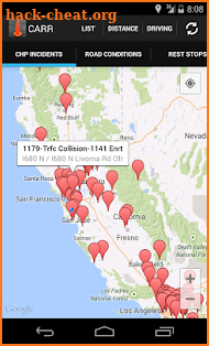 California Road Report screenshot