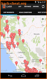 California Road Report screenshot