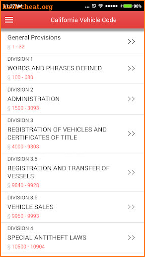California Vehicle Code screenshot