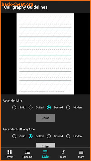 Calligraphy Guidelines screenshot