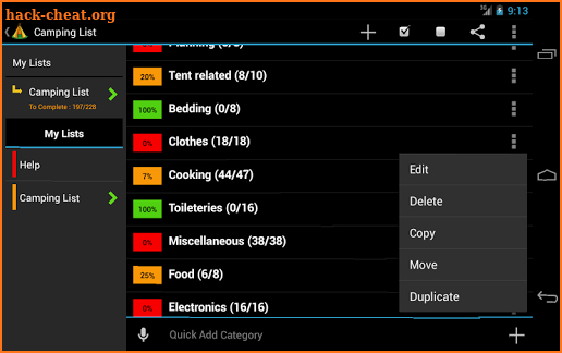 Camping Trip Planner screenshot