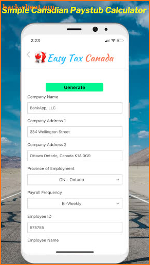 Canada paystub payslip maker screenshot