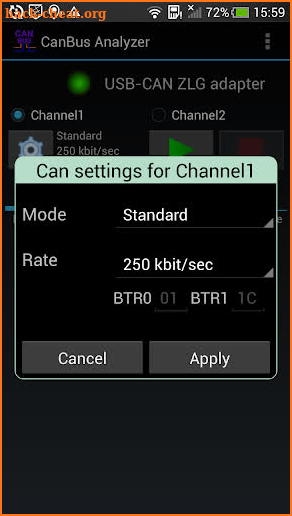 CanBus Analyzer for USB-CAN ZLG adapter screenshot