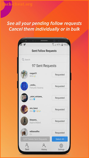 Cancel Pending Follow Requests for Instagram screenshot
