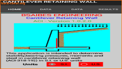 CANTILEVER RETAINING WALL (ACI screenshot