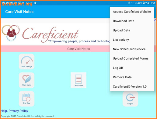 Careficient Visit Service Notes screenshot