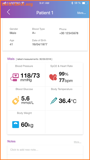 CarePro Vitals screenshot