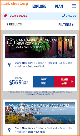 carnival cruise lines app screenshot