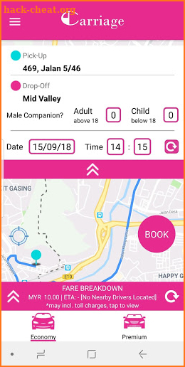 Carriage For Her Passenger App screenshot