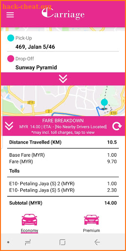 Carriage For Her Passenger App screenshot