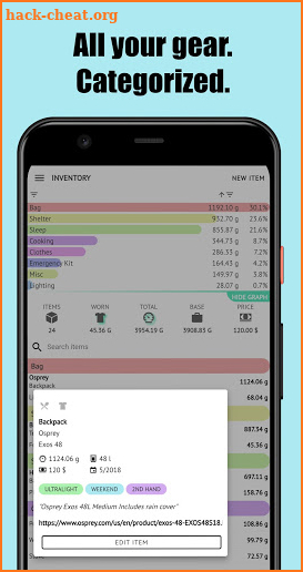 Carryless - Hiking, Trekking and Camping Checklist screenshot