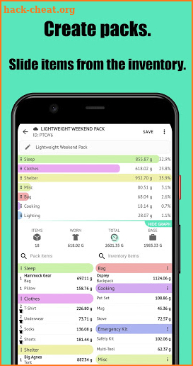 Carryless - Hiking, Trekking and Camping Checklist screenshot