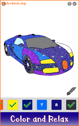 Cars Glitter Color by Number-Vehicle Coloring Book screenshot