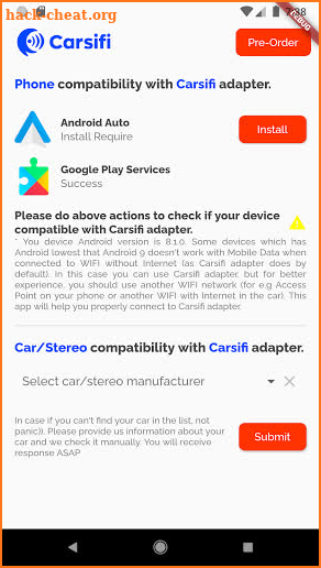 Carsifi Wireless Android Auto screenshot