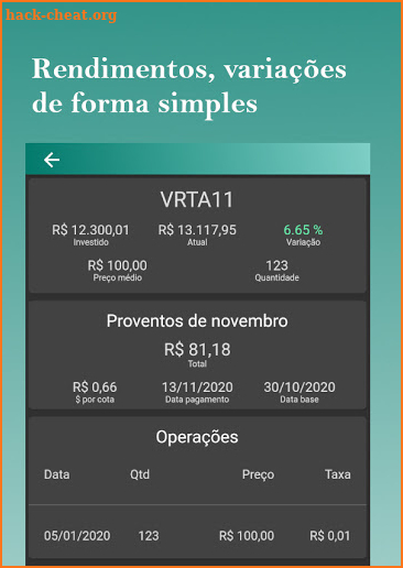 Carteira FII screenshot