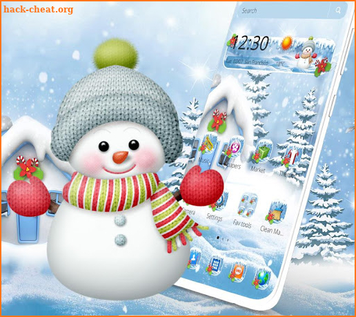 Cartoon Cute Snowman Winter Theme screenshot