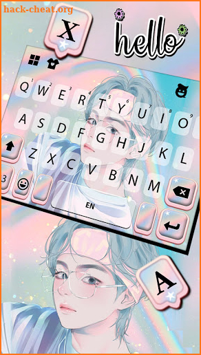 Cartoon Kpop Boy Keyboard Background screenshot