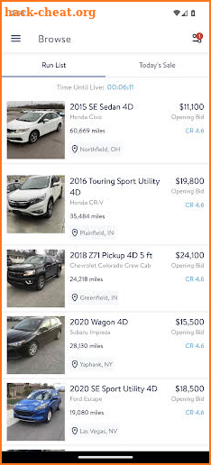 Carvana Auction screenshot