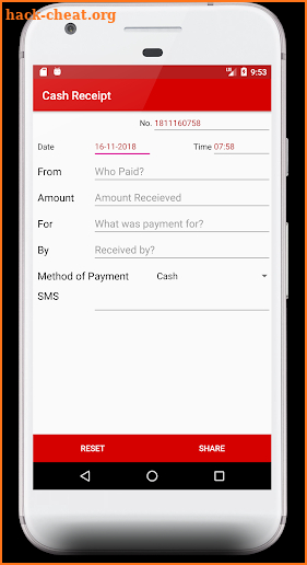 Cash Receipt screenshot