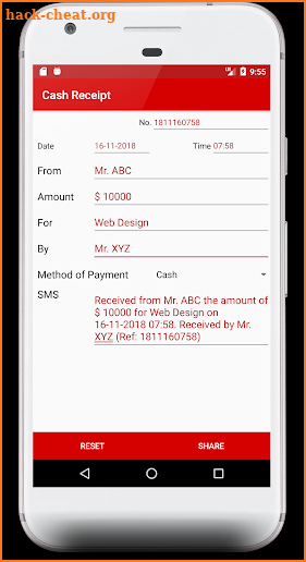 Cash Receipt screenshot