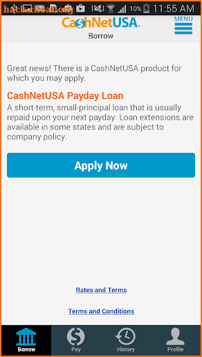 CashNetUSA screenshot