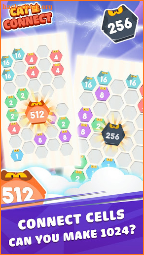 Cat Cell Connect - Merge Number Hexa Blocks screenshot